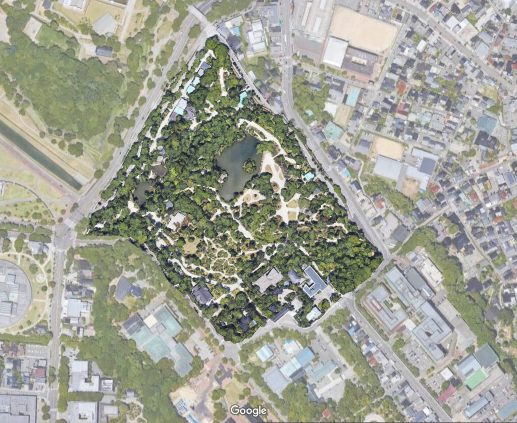 Kenroku-en Garden in Kanazawa aerial maps