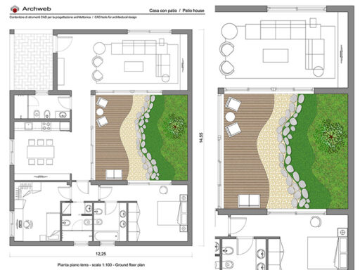 Casa con patio 27 anteprima dwg Archweb
