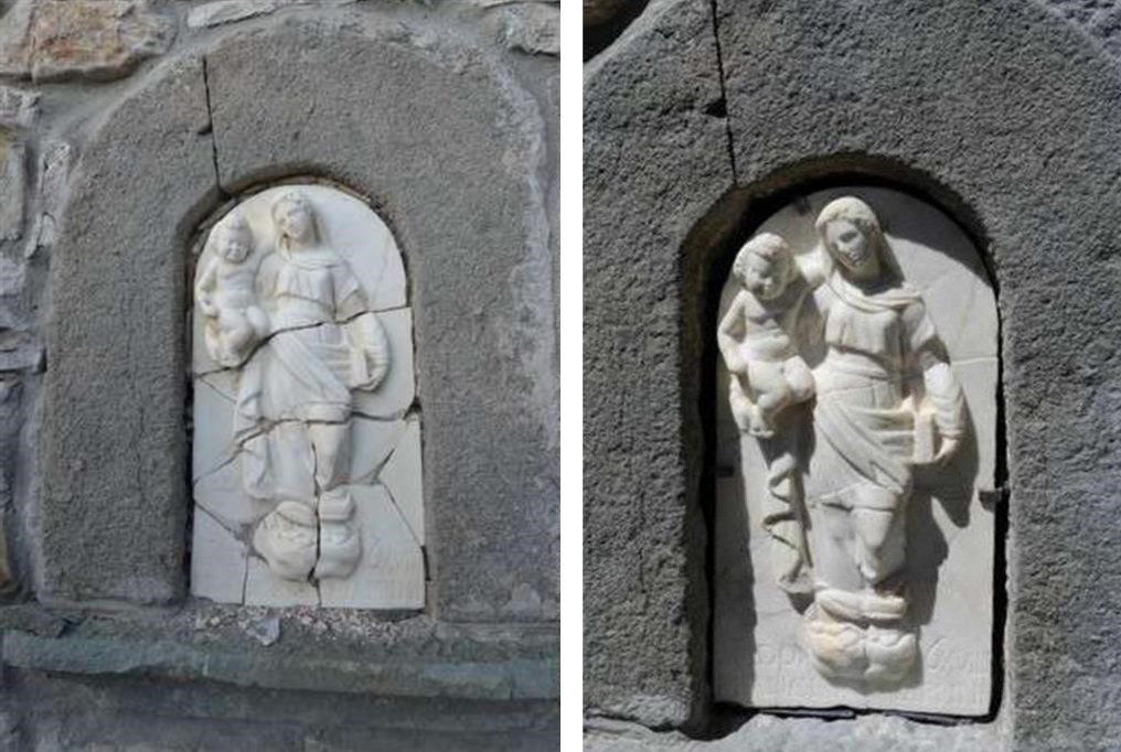 Restauro edicole votive: Maestà Madonna con Bambino (Corniglio, loc. Canetolo), 1619.