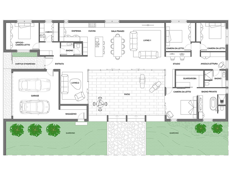 Villa con patio 01 anteprima dwg Archweb