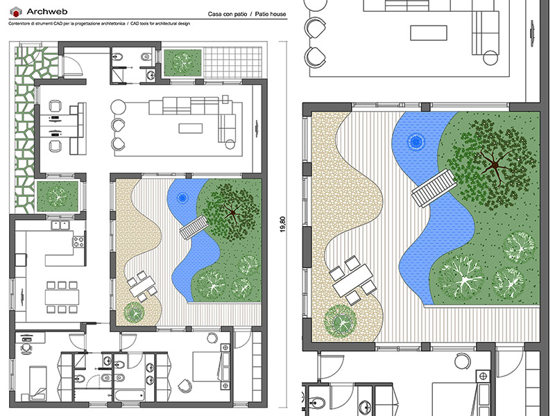 Casa con patio 28 anteprima dwg Archweb
