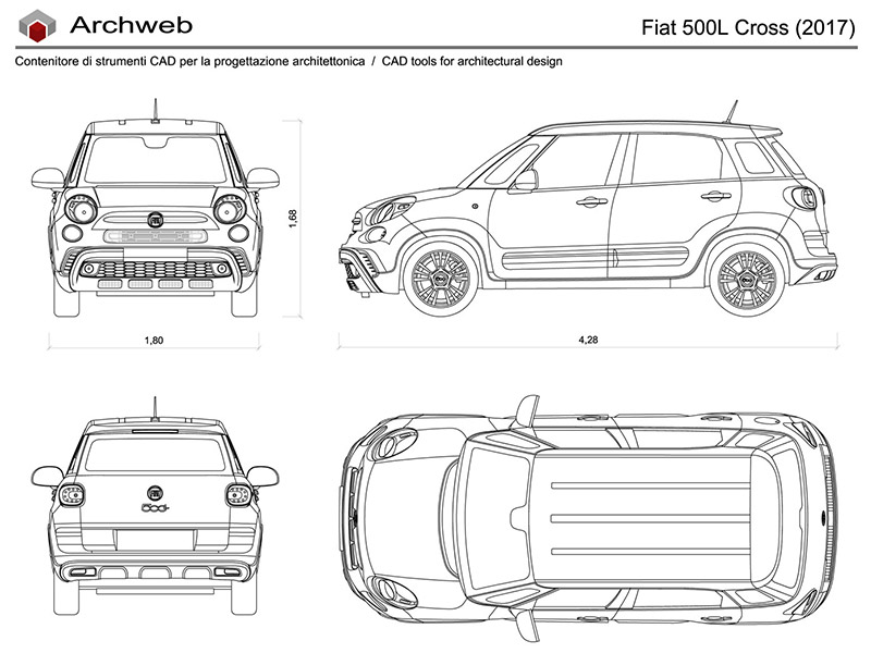 Fiat 500 L Cross 2017 anteprima dwg Archweb