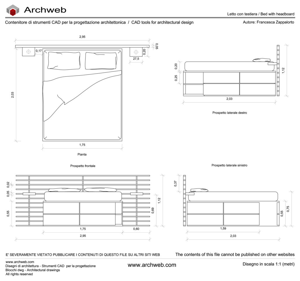Letto con testiera 01 dwg Archweb