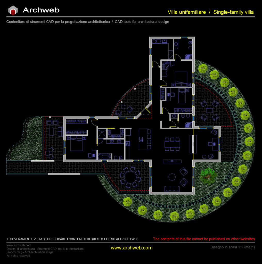 Schema progetto villa 11 cad Archweb