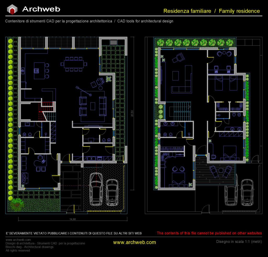 Schema progetto villa 13 cad Archweb
