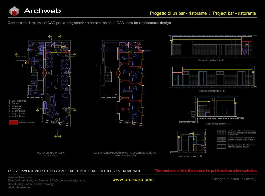 Progetto bar ristorante cad Archweb