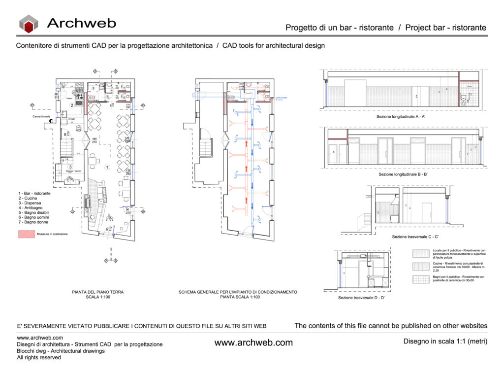 Progetto bar ristorante dwg Archweb