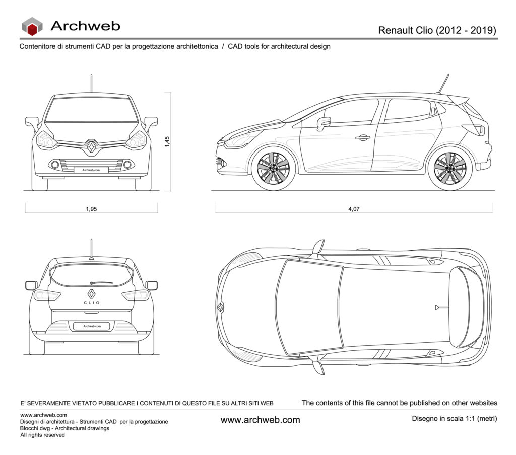 Renault Clio 2012-2019 dwg Archweb