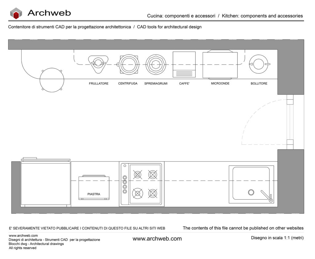 Cucina lineare 01 dwg Archweb