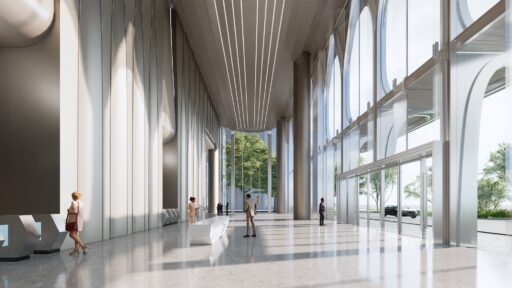 Torre Yuekai Asset Management a Guangzhou (Cina) progettata dallo studio di architettura e design Aedas: copertura atrio degli studi professionali