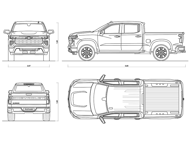 Chevrolet Silverado 1500 anteprima dwg Archweb