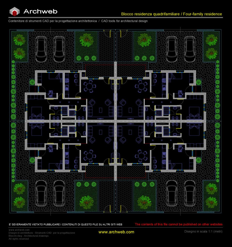 Residenza quadrifamiliare 05 cad Archweb