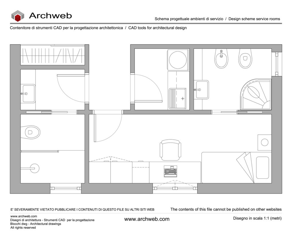 Ambienti di servizio 01 dwg Archweb