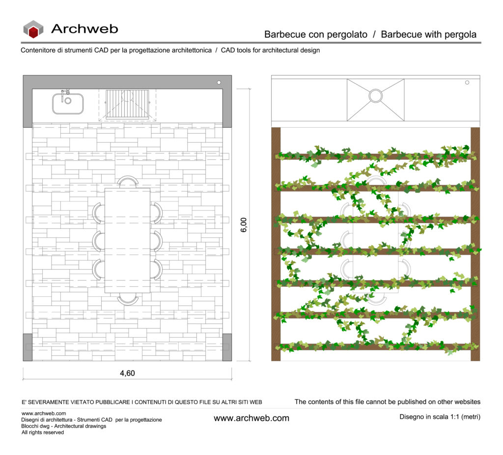 Barbecue con pergolato 01 dwg Archweb