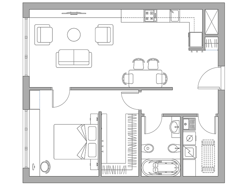 Bilocale dwg 11 anteprima cad Archweb