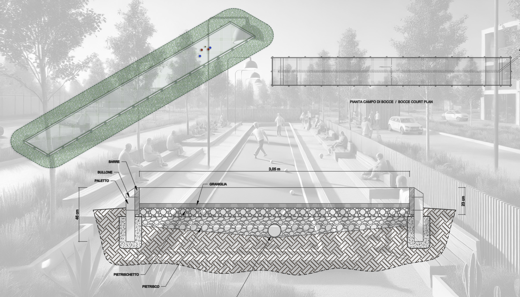 Campo da bocce progettazione
