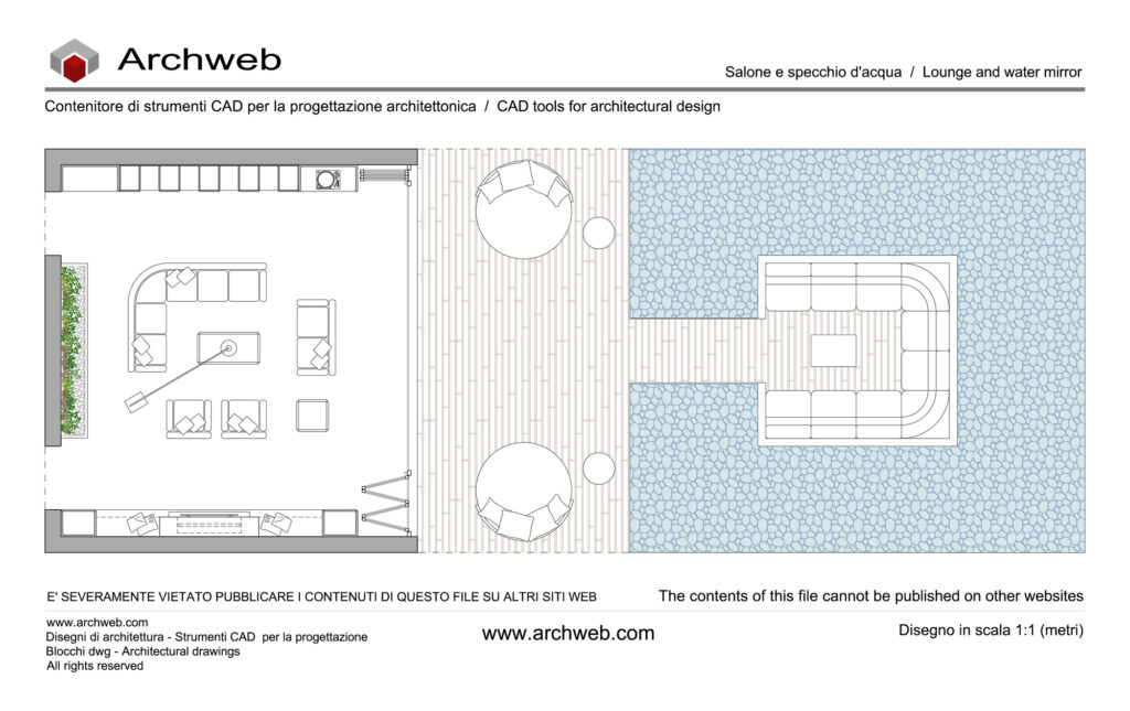 Salone e specchio d'acqua 01 dwg Archweb