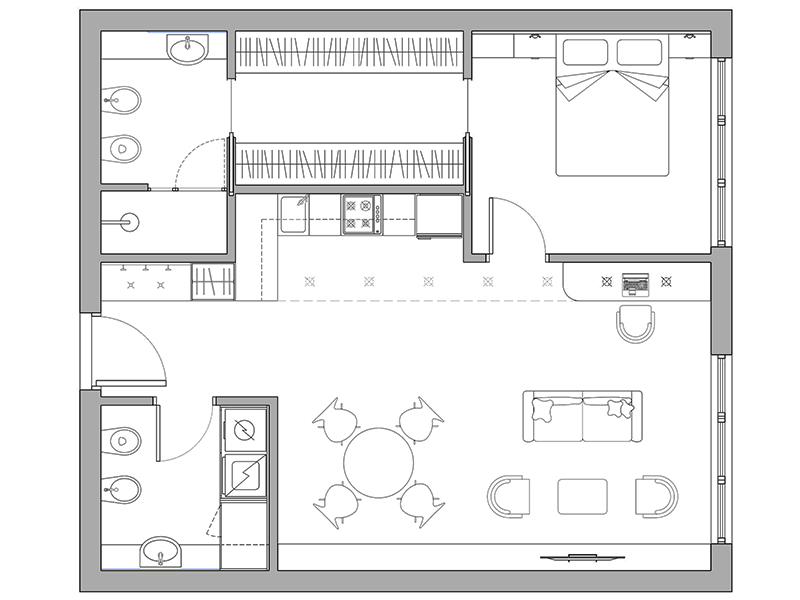 Bilocale dwg 13 anteprima cad Archweb