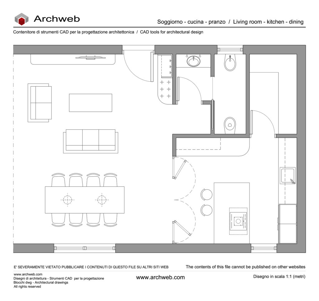Zona giorno dwg 13 cad Archweb