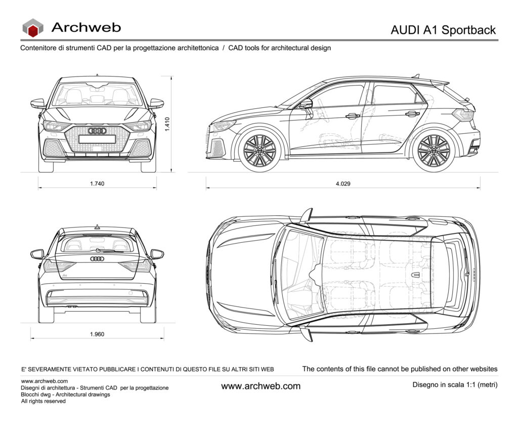 Audi A1 Sportback dwg cad Archweb