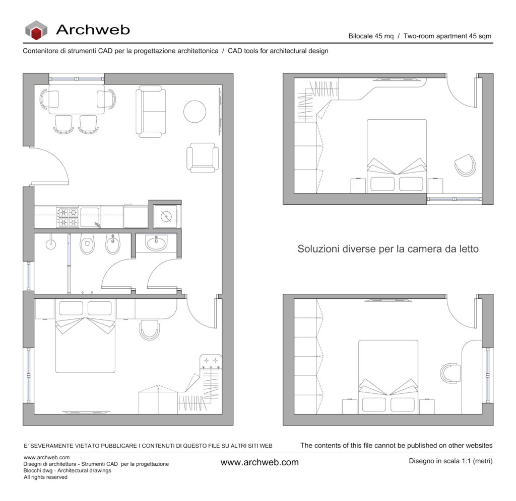 Bilocale dwg 17 cad Archweb