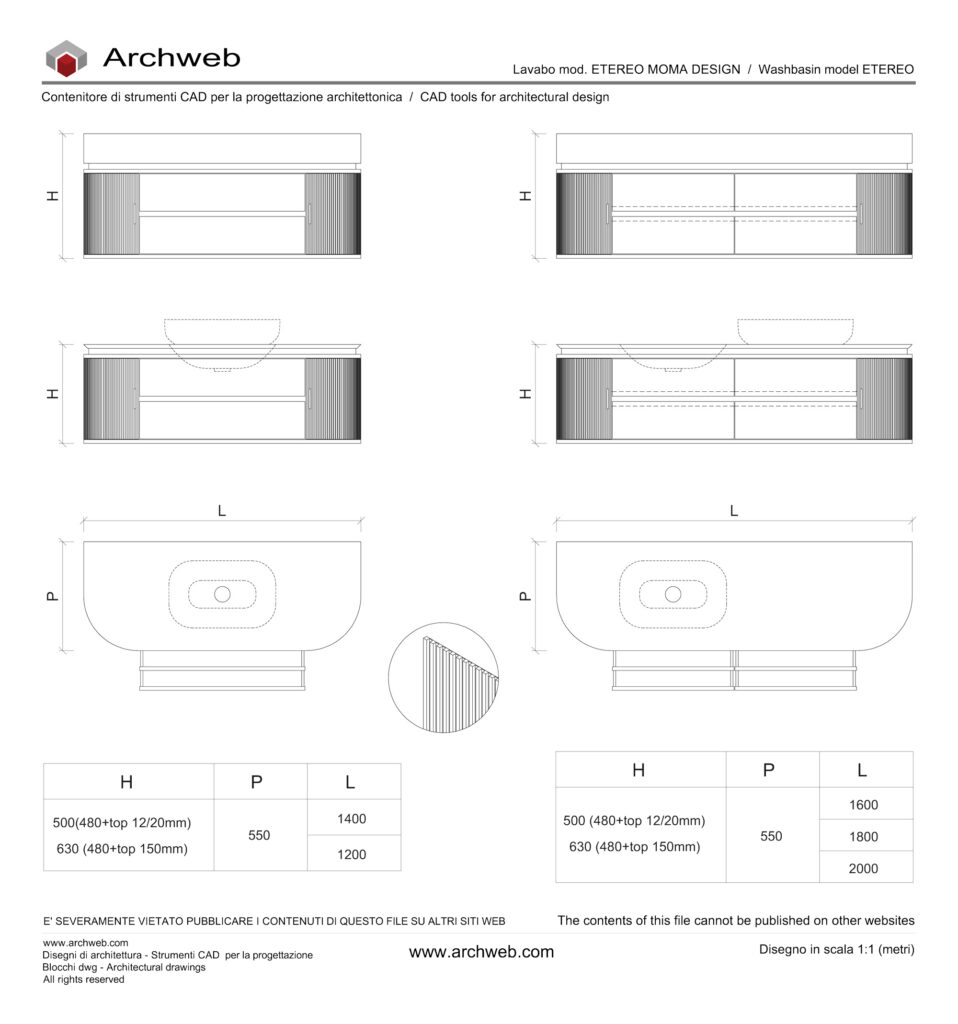 Lavabo sospeso MOMA design dwg Archweb