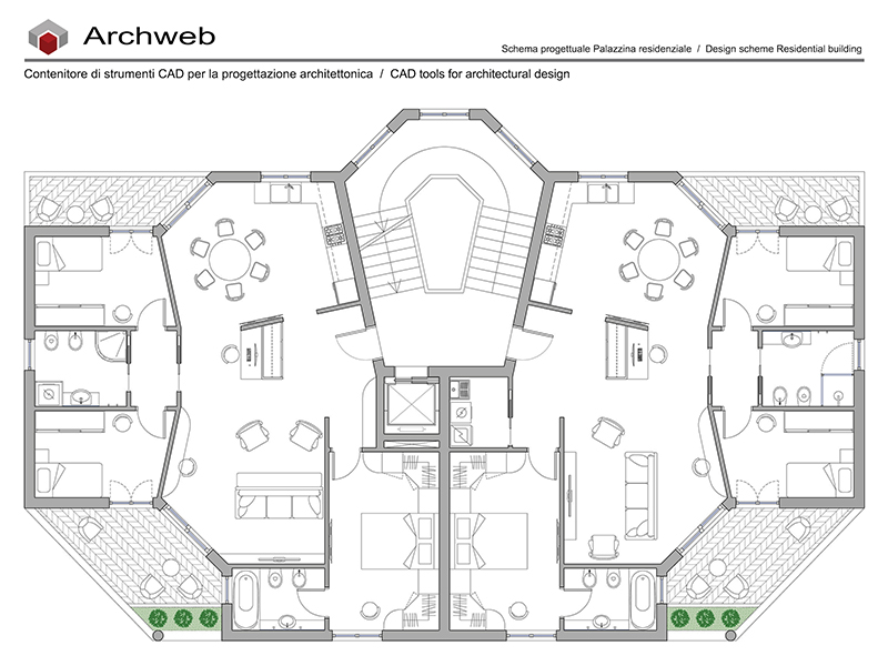 Palazzina residenziale 12 dwg Archweb