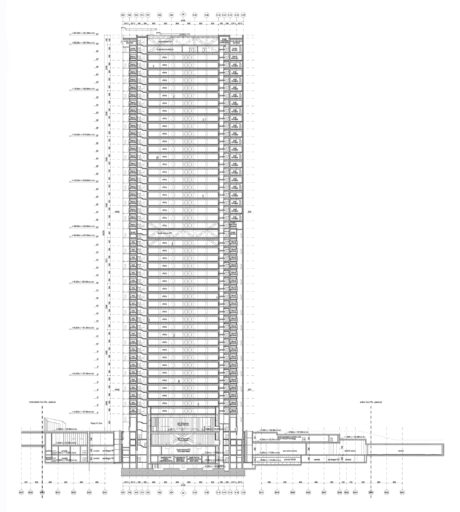 Torre Allianz CityLife a Milano sezione longitudinale