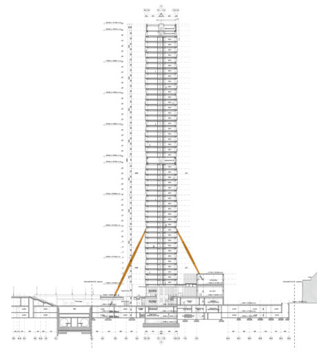 Torre Allianz CityLife a Milano sezione trasversale