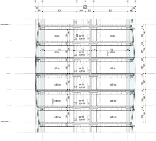Torre Allianz CityLife a Milano - Dettaglio sezione trasversale