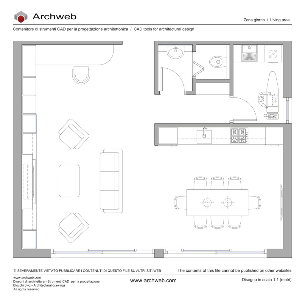 Zona giorno dwg 15 cad Archweb