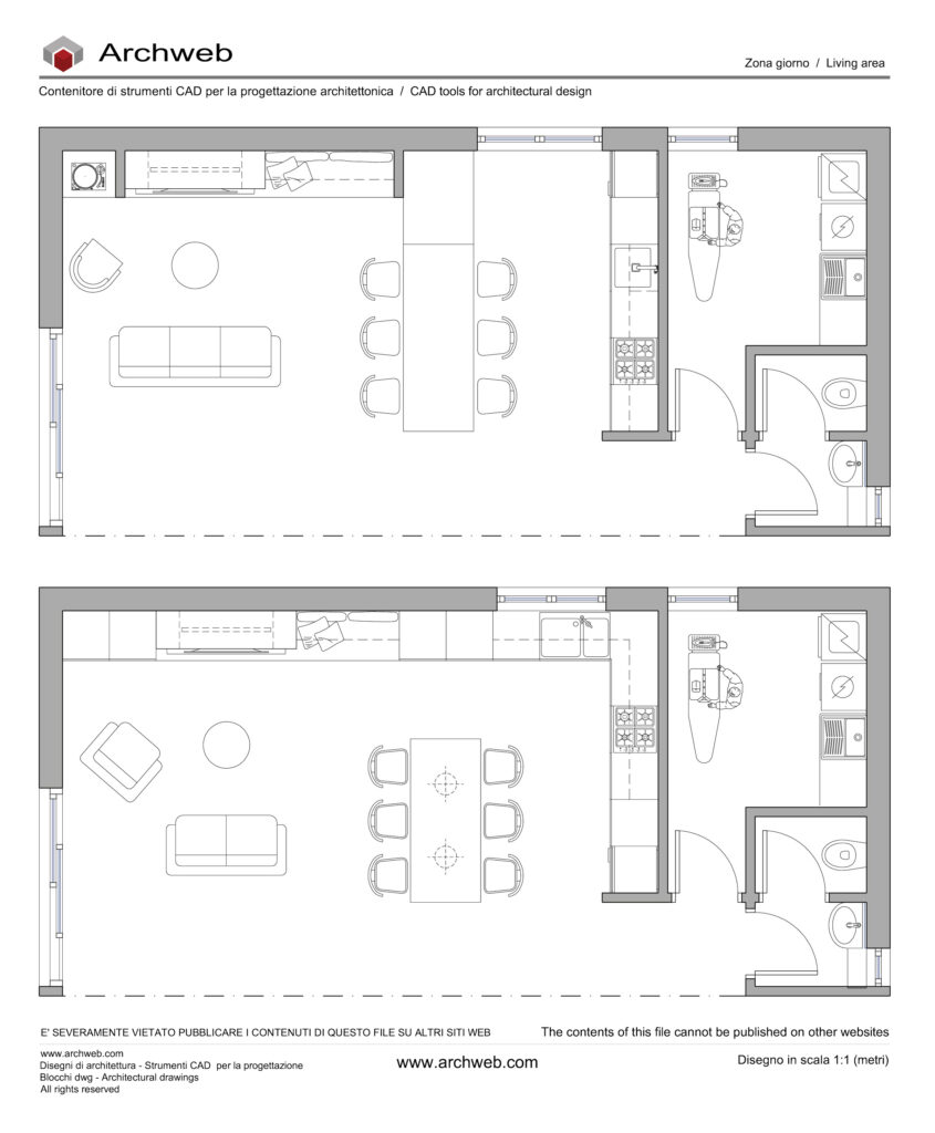 Zona giorno dwg 16 cad Archweb