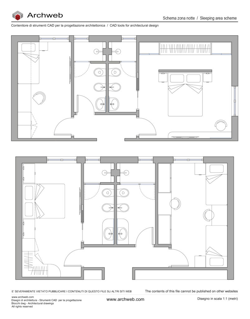 Zona notte dwg 39 cad Archweb