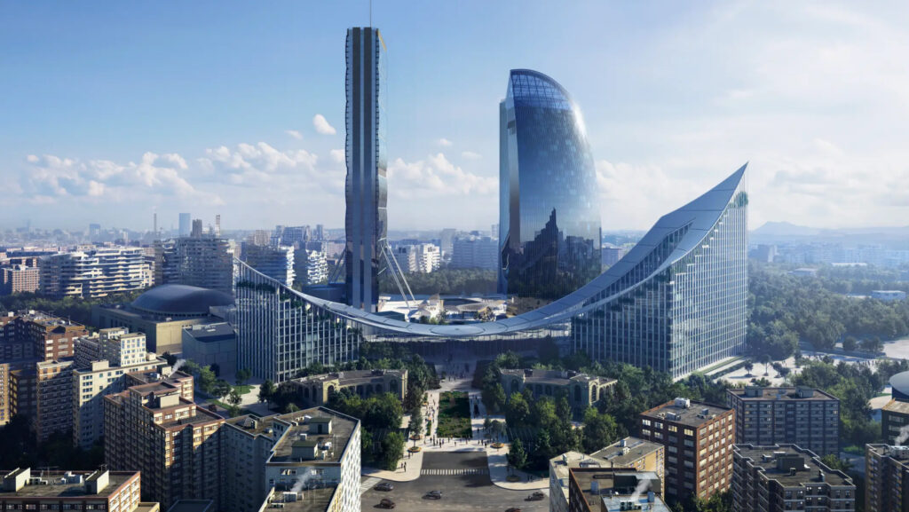 CityWave, firmata dallo studio danese BIG – Bjarke Ingels Group. Render architettonico