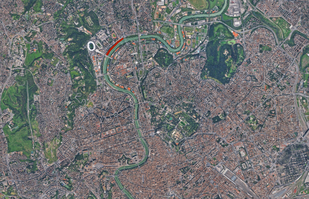 Parco di Affaccio sul Tevere Foro Italico a Roma. Aerial maps