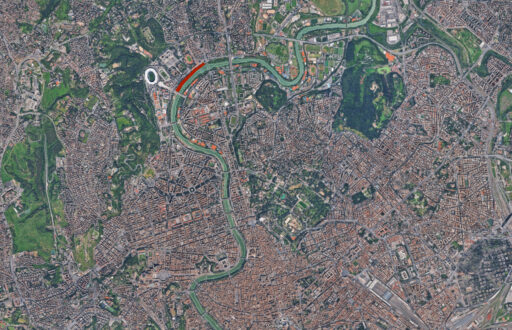 Parco di Affaccio sul Tevere Foro Italico a Roma. Aerial maps