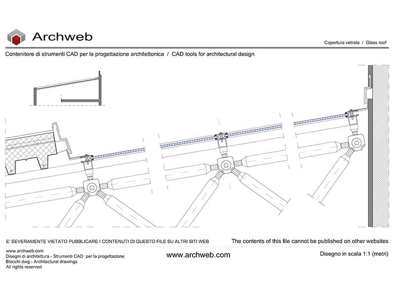 Copertura reticolare vetro e acciaio 02 dwg Archweb