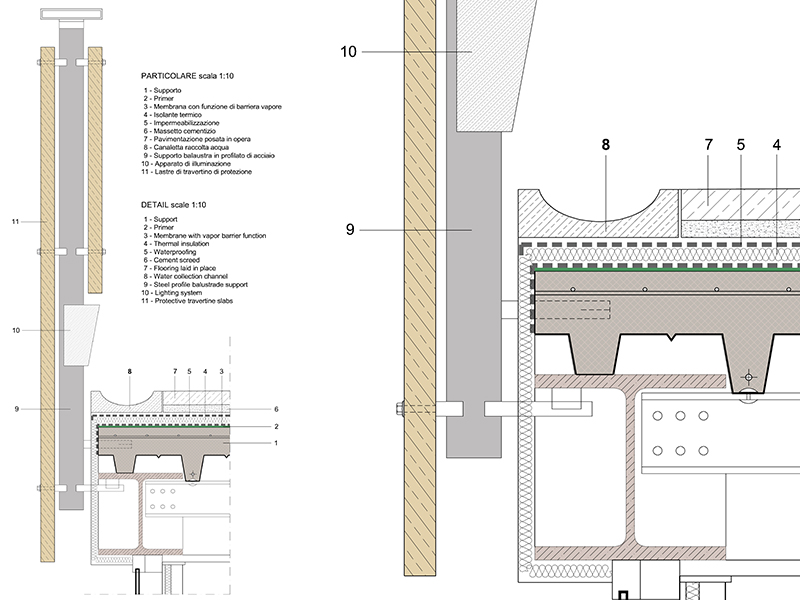 Parapetto acciaio travertino dwg Archweb