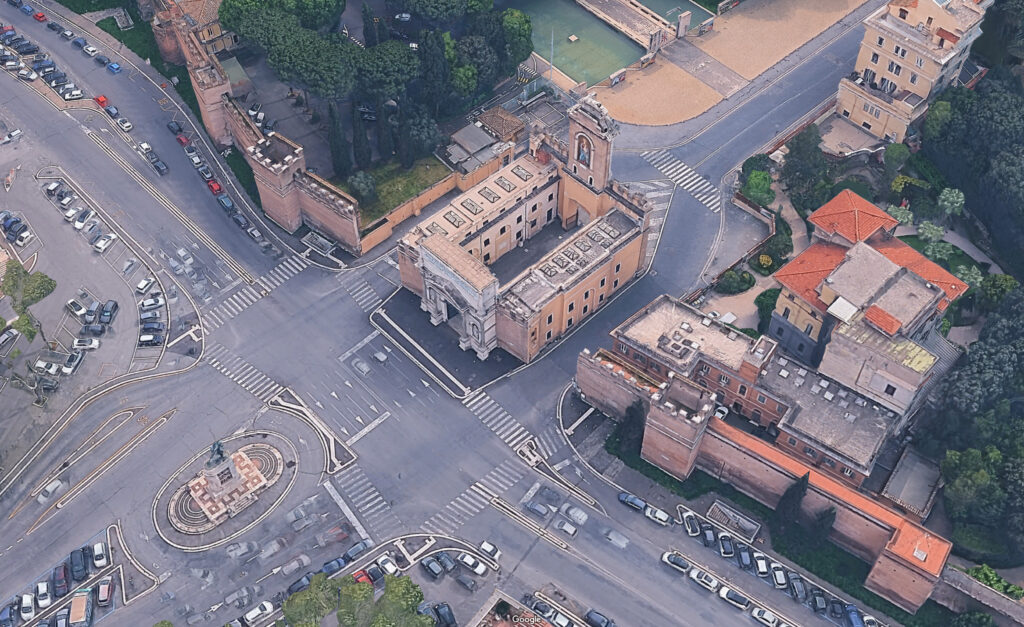 Porta Pia ultima opera di Michelangelo. Foto Aerea