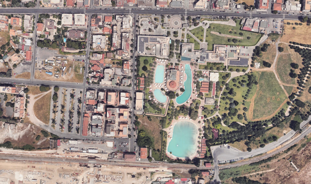 Le Terme di Roma – Acque Albule a Tivoli. Fotografia Aerea © Google Maps