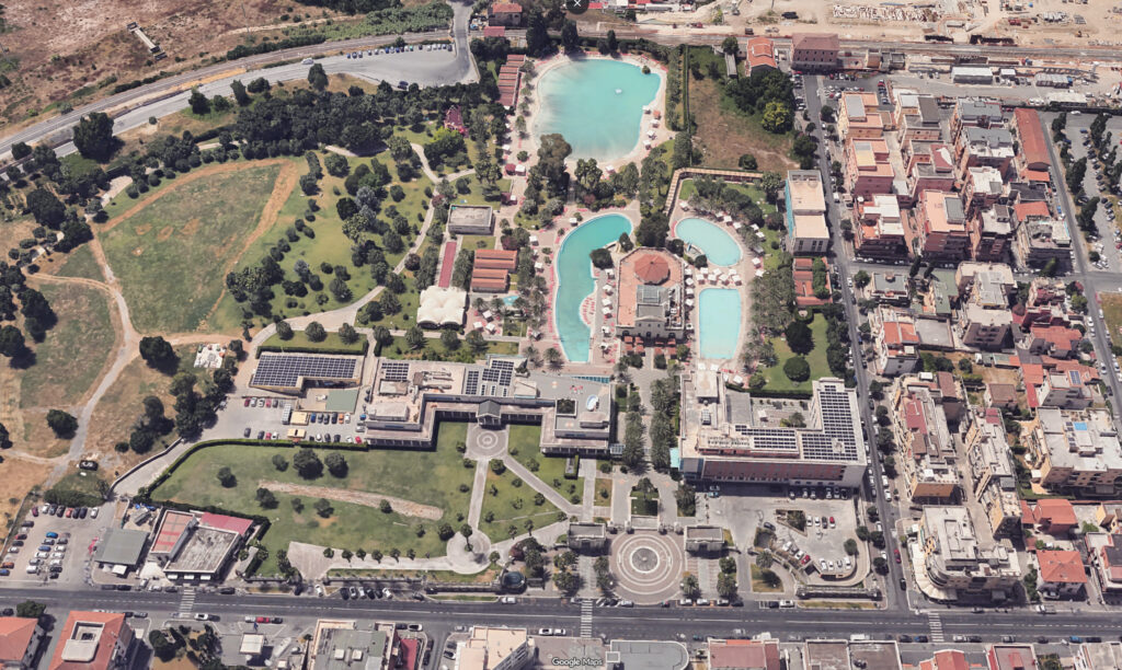 Le Terme di Roma – Acque Albule a Tivoli. Fotografia Aerea © Google Maps