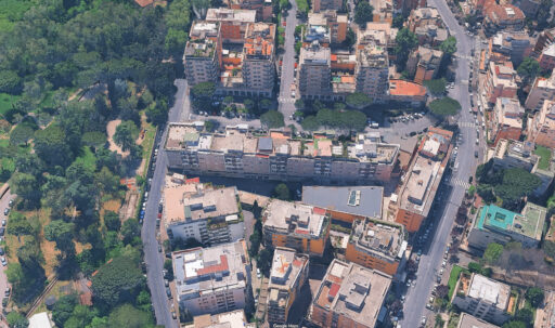 Il Complesso residenziale Belsito progettato da Ugo Luccichenti. Google Maps