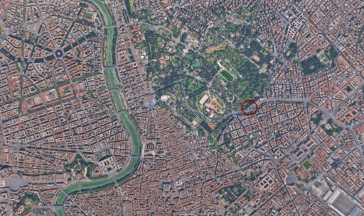 Hotel Jolly a Roma progettato da Vincenzo Monaco e costruito tra il 1969 e il 1971. Foto aerea Google Maps