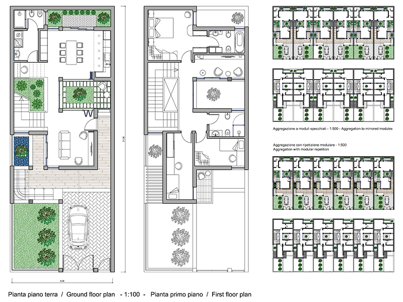 Case a schiera con patio e giardino Archweb