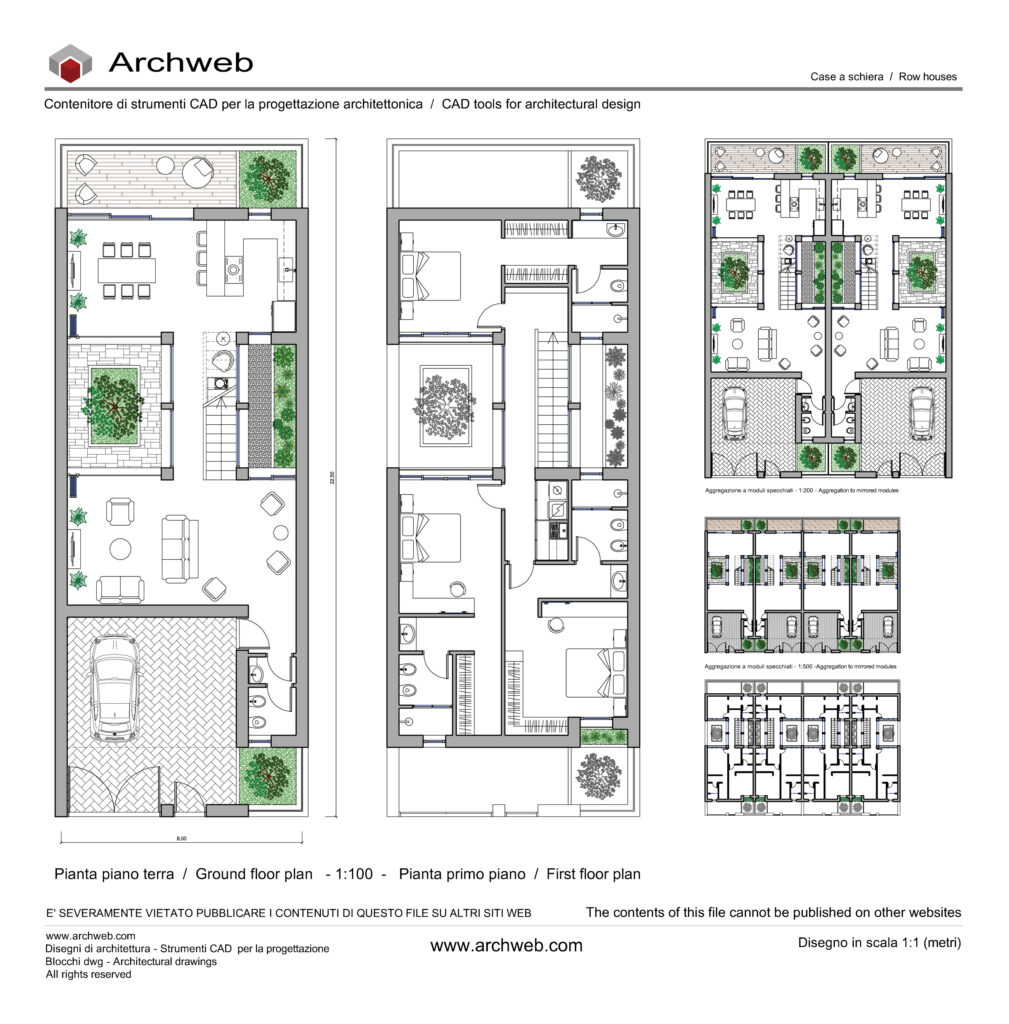 Case a schiera con patii e giardino Archweb