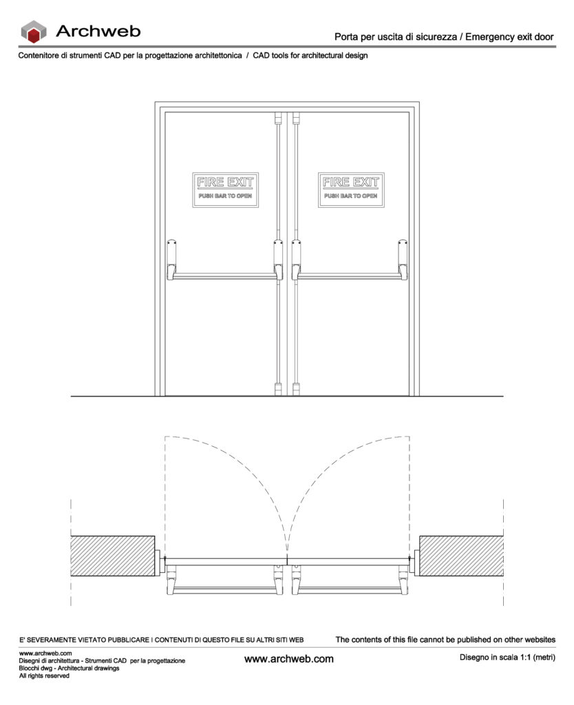 Porta per uscita di sicurezza dwg
