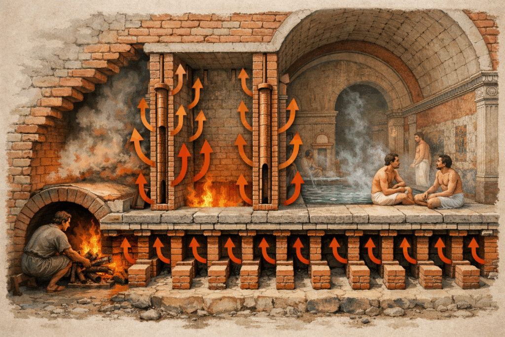 L’ipocausto era il sistema di riscaldamento utilizzato nelle terme romane