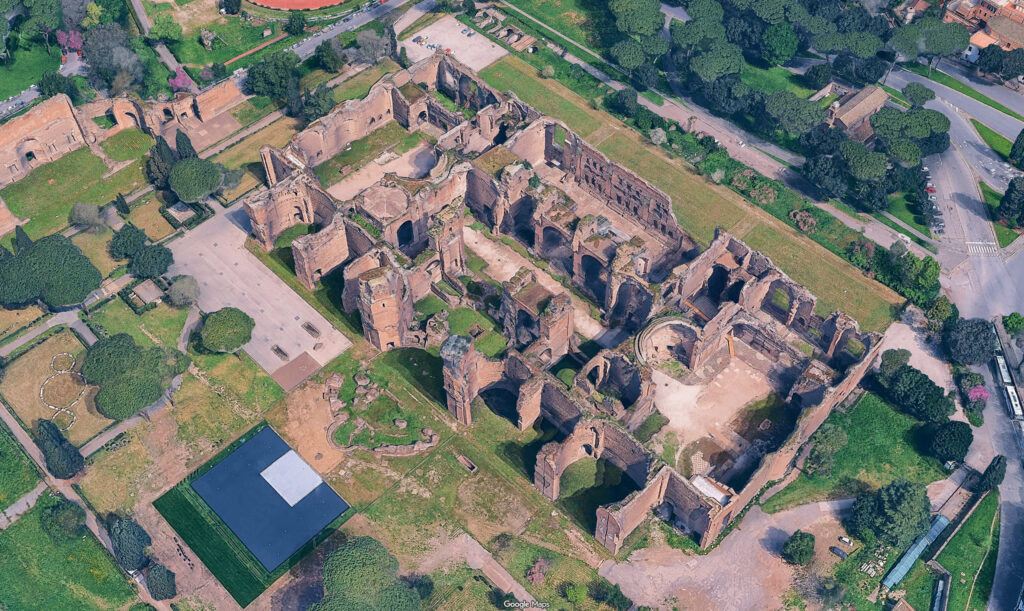 Terme di Caracalla a Roma. Fotografie © Google Maps