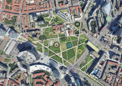 Biblioteca degli alberi a Milano Porta Nuova. Fotografia © Google Maps