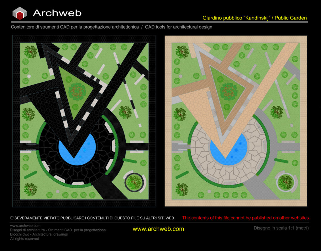 Design scheme of a public garden that takes Kandinsky's geometries as a reference